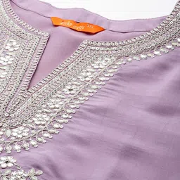 Indo Era Plus Size Embroidered Regular Sequinned Kurta with Trousers & With Dupatta image 2