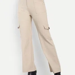 Next One Women Smart Straight Fit High-Rise Easy Wash Corduroy Trousers-image-68
