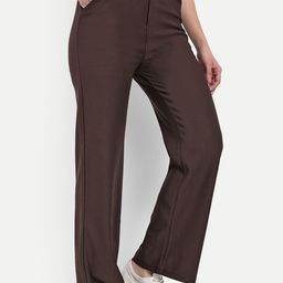 Next One Women Smart Straight Fit High-Rise Easy Wash Stretchable Corduroy Trousers-picture-18