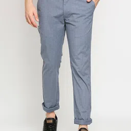 Basics Men Checked Tapered Fit Trousers-image-11