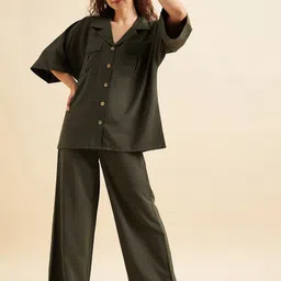PANIT Self Design Oversized Loose Fit Shirt With Trouser Co-Ords-picture-31