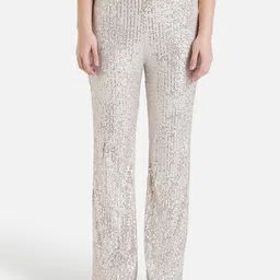Kazo Comfort Self Design Textured Flared Fit High-Rise Trousers-image-18