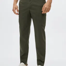 MANGO MAN Olive Green Sustainable Cargos Trouser-image-20