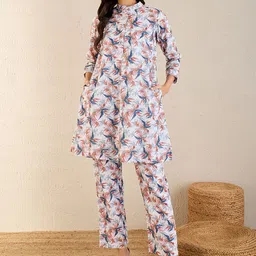 First Resort by Ramola Bachchan Printed Pure Cotton Tunic With Trousers Co-Ords-image-9