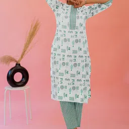 KALINI Women Ethnic Motifs Printed Regular Gotta Patti Pure Cotton Kurta with Trousers-image-78
