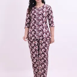 Smartyhub Floral Printed Notch Neck Pure Cotton Top with Trousers-picture-11