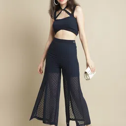 BLANC9 Self Design Crop Top With Trousers-picture-19