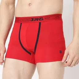 UnderJeans by Spykar Pack of 2 Outer-Elastic Short Trunks UJNTPTC018BLACKRED image 4