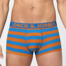 Jack & Jones Men Orange & Blue Striped Trunks 253537202-picture-36