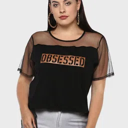 LastInch Black & chinese black Print Net Top-image-11