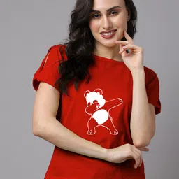 Friskers Red Pure Cotton Slit Sleeves Pure Cotton Top-picture-50