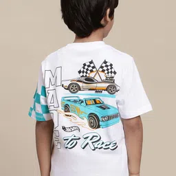 Kids Ville Boys Graphic Printed Pure Cotton Casual Tshirt-image-0
