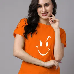 Friskers Orange Slit Sleeves Pure Cotton Top-picture-27