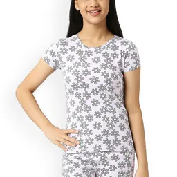 SINI MINI Girls Floral Printed Pure Cotton Lounge Tshirt-image-20