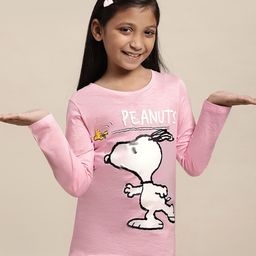 Kids Ville Girls Peanuts Printed Pure Cotton Tshirt-image-99