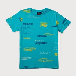 Gini and Jony Boys Blue Printed T-shirt-image-75