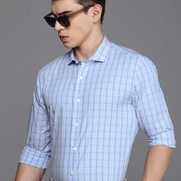 Louis Philippe Ath.Work Pure Cotton Super Slim Fit Checked Semiformal Shirt-image-63