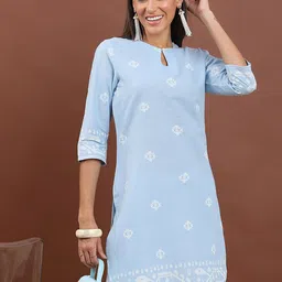 Vishudh Ethnic Motifs Printed Pure Cotton Straight Tunic-image-53