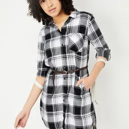 max Checked Shirt Mini Dress-image-83