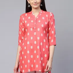 all about you Ethnic Motifs Printed Mandarin Collar High Low Kurti-19