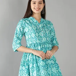 Cot'N Soft Women Green Printed Pure Cotton Empire Kurti Tunic-image-98