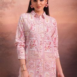 Vishudh Floral Printed Shirt Collar Ethnic Tunic-37