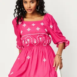 max Ethnic Motifs Embroidered Gathers Tunic-image-64