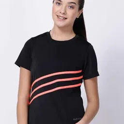 STUDIOACTIV Black & Orange Striped Print Top-image-77