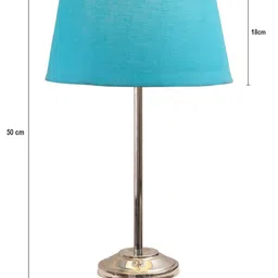 Homesake Turquoise-Blue & Silver-Toned Solid Basic Table Lamp with Fabric Shade image 2