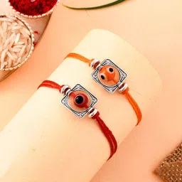 Aapno Rajasthan Set Of 2 Woven Bead Prestigious Silver Rakhi Set-image-43