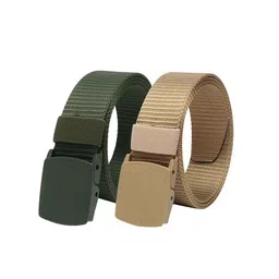 Kastner Men Set Of 2 Textured Canvas Belt With Slider Buckle-13