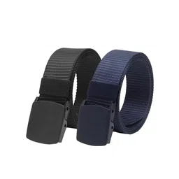 Kastner Men Set Of 2 Textured Canvas Belt With Slider Buckle-11