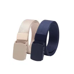 Kastner Men Set Of 2 Textured Canvas Belt With Slider Buckle-14