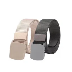 Kastner Men Set Of 2 Textured Canvas Belt With Slider Buckle-10