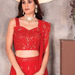 MISS CLOTHING Embroidered Sequinned Ready to Wear Lehenga & Unstitched Blouse With Dupatta-picture-58