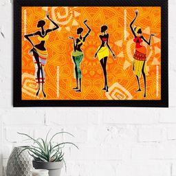 eCraftIndia Black & Orange Tribal Theme Satin Matt Textured UV Wall Art-image-74