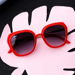 Spiky Unisex Kids Grey Lens & Red Rectangle Sunglasses with UV Protected Lens-36