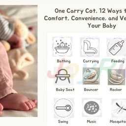 JoyRide Comfy Nest Multi-Purpose Baby Cot, 12 Ways to Use - Carry Cot, Rocker, Bouncer, Baby Seat, Car Seat, Storage Box, Swing, Music, Mosquito Net, 0-14 Months image 2