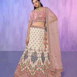 Fusionic Embroidered Sequined Semi-Stitched Lehenga & Unstitched Blouse With Dupatta-picture-23
