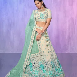 Fusionic Embroidered Sequinned Semi-Stitched Lehenga Choli With Dupatta-picture-13