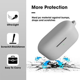 Sounce Earphone Case Cover Compatible for OnePlus Nord Buds 2r, Soft Silicone Skin Case Cover Shock-Absorbing Protective Case with Keychain [Front LED Visible](Grey) image 3