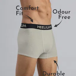 Heelium Pack of 3 Bamboo Super Soft & Odour Free Comfort Fit Trunks P3-TRUNK-BLKDGLG-S image 4