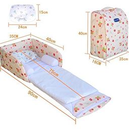 The Tickle Toe 2-in-1 Portable Baby Bed Cot & Diaper Bag | Travel Bassinet with Sling | Multifunctional Foldable Design | Red Cherry Print image 4