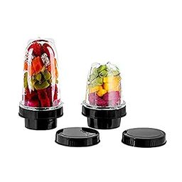 SUGAR Bullet Jar for Mixer Grinder Set of 2 (530 ML & 350 ML) ABS Transparent Plastic Mixer Juicer Jar, Black, MA06 image 3