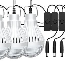 kh Emergency Portable Solar Inverter with 3 Individual 6 Volt LED Hanging Bulbs with 3.75 m Long Wire and AC/DC USB Socket with USB for Mobile Charging, USB Cable (Micro USB + Type C) image 4