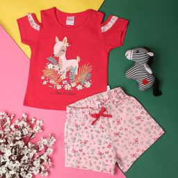 V-Mart Girls Printed T-shirt with Shorts-picture-9