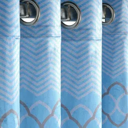 Saral Home Blue & Grey Geometric Long Door Curtain-26