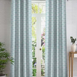 Cortina White & Blue 2 Pieces Printed Long Door Curtain-34
