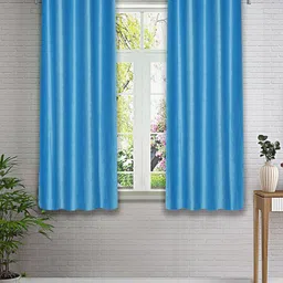 Cortina Blue 2 Pieces Ethnic Motifs Design Window Curtain-image-93