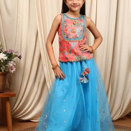 pspeaches Girls Printed Sequinned Ready to Wear Lehenga & Blouse With Dupatta-image-55
